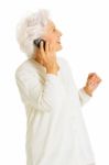 Old Woman Cellphone Stock Photo