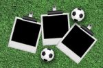 Photo Frames And Footballs Stock Photo