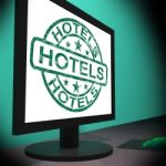 Hotels Monitor Shows Motels Hotel And Room Stock Photo