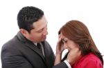 Man Comforting A Woman Stock Photo