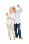 Elderly Couple With Camera Stock Photo