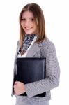 Young Professional Woman Holding Her Office Files Stock Photo