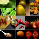 Organic Vegetarian Vegan Food Collage  Dark Stock Photo