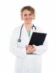 Attractive Female Physician In Uniform Stock Photo