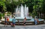 Marbella, Andalucia/spain - July 6 : Fountain Virgen Del Rocio I Stock Photo