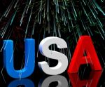 USA Word With Fireworks Stock Photo