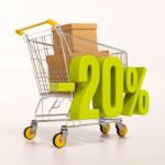 Shopping Cart And Percentage Sign, 20 Percent Stock Photo