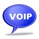 Voip Speech Bubble Means Voice Over Broadband And Online Stock Photo