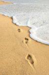 Footprints On Beach Stock Photo