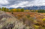 Scenic View Of The Grand Teton National Park Stock Photo