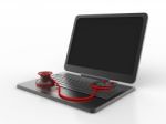 3d Rendering Stethoscope On Laptop Stock Photo