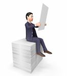 Businessman On Papers Represents Answers Corporation And Company Stock Photo