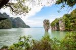 High Angle View Khao Tapu Or James Bond Island Stock Photo