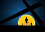 Halloween Zombie Hand Moon Cross Stock Photo