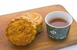 Chinese Moon Cake With Tea Stock Photo