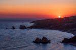 Sunset Over Aphrodite's Rock Stock Photo