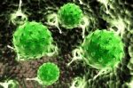 Green Virus Cell Symbol Representing Bacterial Infection Stock Photo