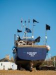 Fishing Boat On Hastings Beach Stock Photo