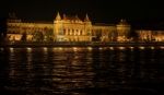 Hungarian Parliament Building Illumintaed At Night In Budapest Stock Photo