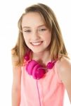 Smiling Girl With Headphone Stock Photo