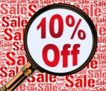 Ten Percent Off Indicates 10% Discounts 3d Rendering Stock Photo