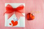 Valentines Gift Box With A Red Bow On Red Background Image Of Va Stock Photo