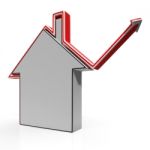 House Icon Shows Home Price Increases Stock Photo