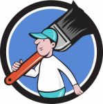 House Painter Paintbrush Walking Circle Cartoon Stock Photo