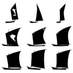 Sailboat Silhouettes Set Stock Photo