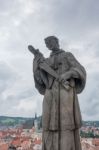 Statue In The State Castle And Chateau Complex Of Cesky Krumlov Stock Photo