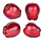 Set Red Apple Isolated On The White Background Stock Photo