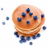 Stack Of Pancakes With Fresh Blueberries Stock Photo