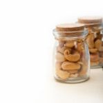 Cashew Nuts On A Glass Jar Stock Photo