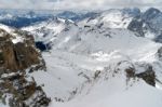 View From Sass Pordoi In The Upper Part Of Val Di Fassa Stock Photo