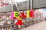 Seoul - March 28 : Love Padlocks At N Seoul Tower Or Locks Of Love Is A Custom In Some Cultures Which Symbolize Their Love Will Be Locked Forever At Seoul Tower On March 28,2015 In Seoul,korea Stock Photo