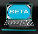 Beta On Laptop Shows Online Trial Software Or Development Stock Photo