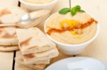 Hummus With Pita Bread Stock Photo