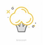 Thin Line Icons, Broccoli Stock Photo