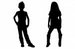 Silhouette Friends Stock Photo