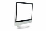 White Computer Monitor Isolated Stock Photo