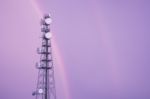 Radio Tower In Queensland With A Rainbow Stock Photo