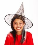 Girl Dressed As Witch Stock Photo