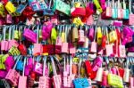 Seoul - February 1 : Love Padlocks At N Seoul Tower Or Locks Of Love Is A Custom In Some Cultures Which Symbolize Their Love Will Be Locked Forever At Seoul Tower On February 1,2015 In Seoul,south Korea Stock Photo