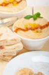 Hummus With Pita Bread Stock Photo