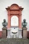 Busts Of Prof Dr Schenk And Fred Garnier In Friedrichsdorf Stock Photo