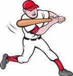 Baseball Player Batting Cartoon Style Stock Photo