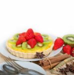 Kiwi And Strawberry Pie Tart Stock Photo