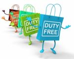 Duty Free Bags Show Tax Exempt Discounts Stock Photo