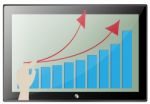 Tablet Screen With Graph And Hand Point Stock Photo