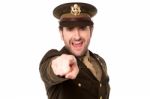 Military Serviceman Pointing You Out Stock Photo